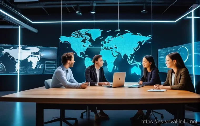 기업가치평가사 기업 분석 방법 - **Prompt:** "A group of diverse business professionals, men and women, meticulously analyzing financ...